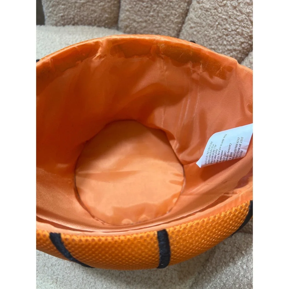 Basketball Plush Easter Basket Trick or Treat Bucket Orange Mesh Sports Theme